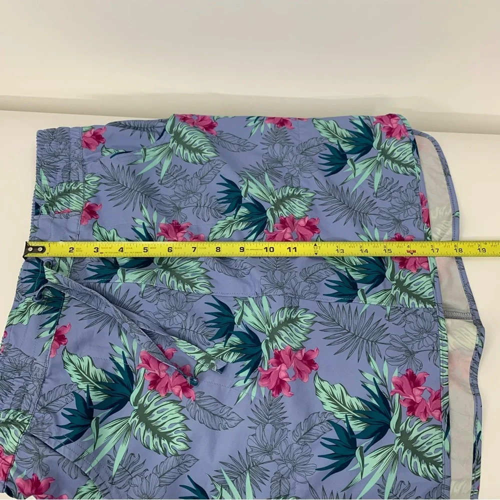 Duluth Trading Co Blue Green & Pink Tropical Palm Pull On Swim Skirt Cover Up